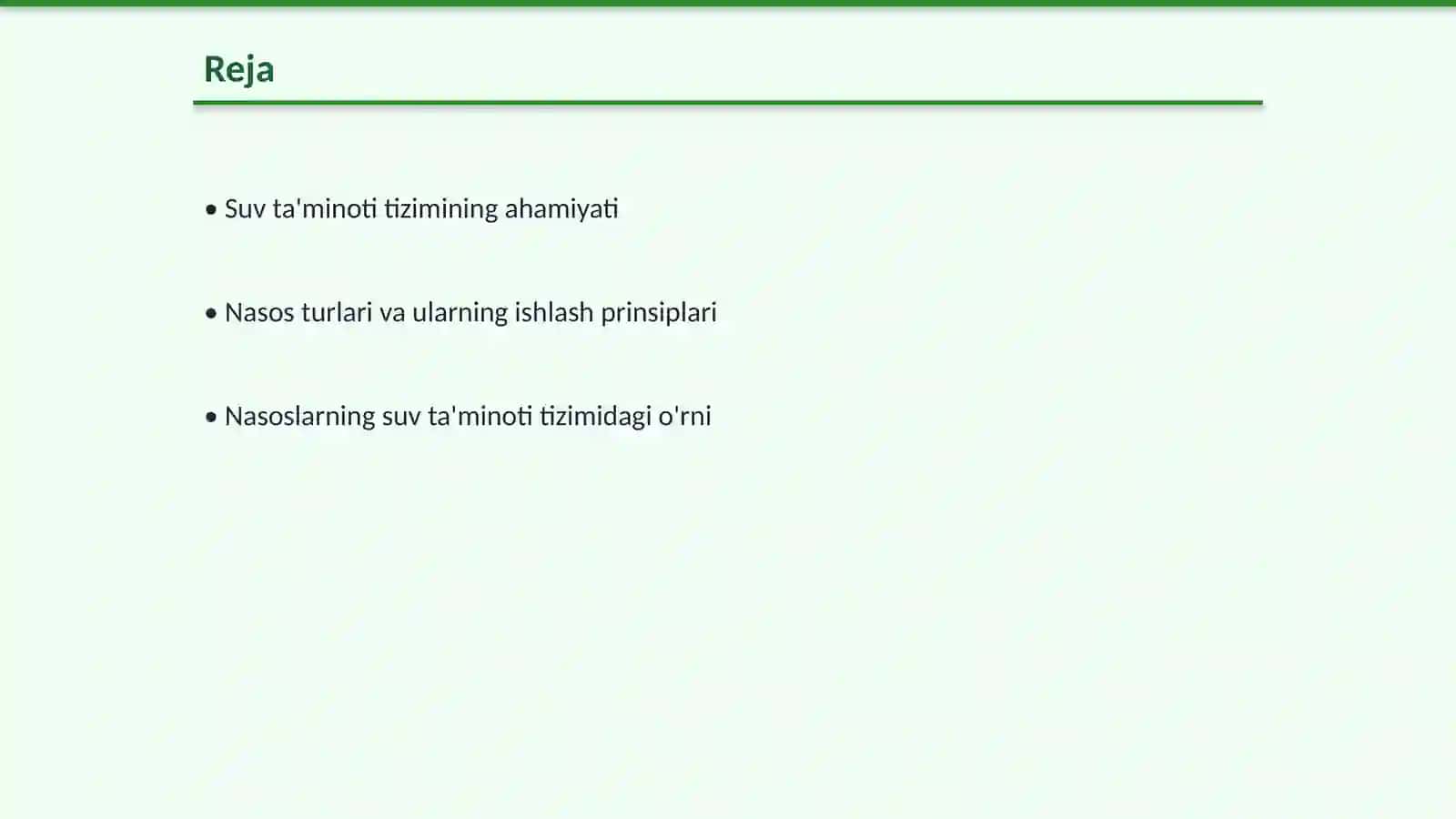Suv ta'minoti tizimida qollaniladigan nasoslar 2