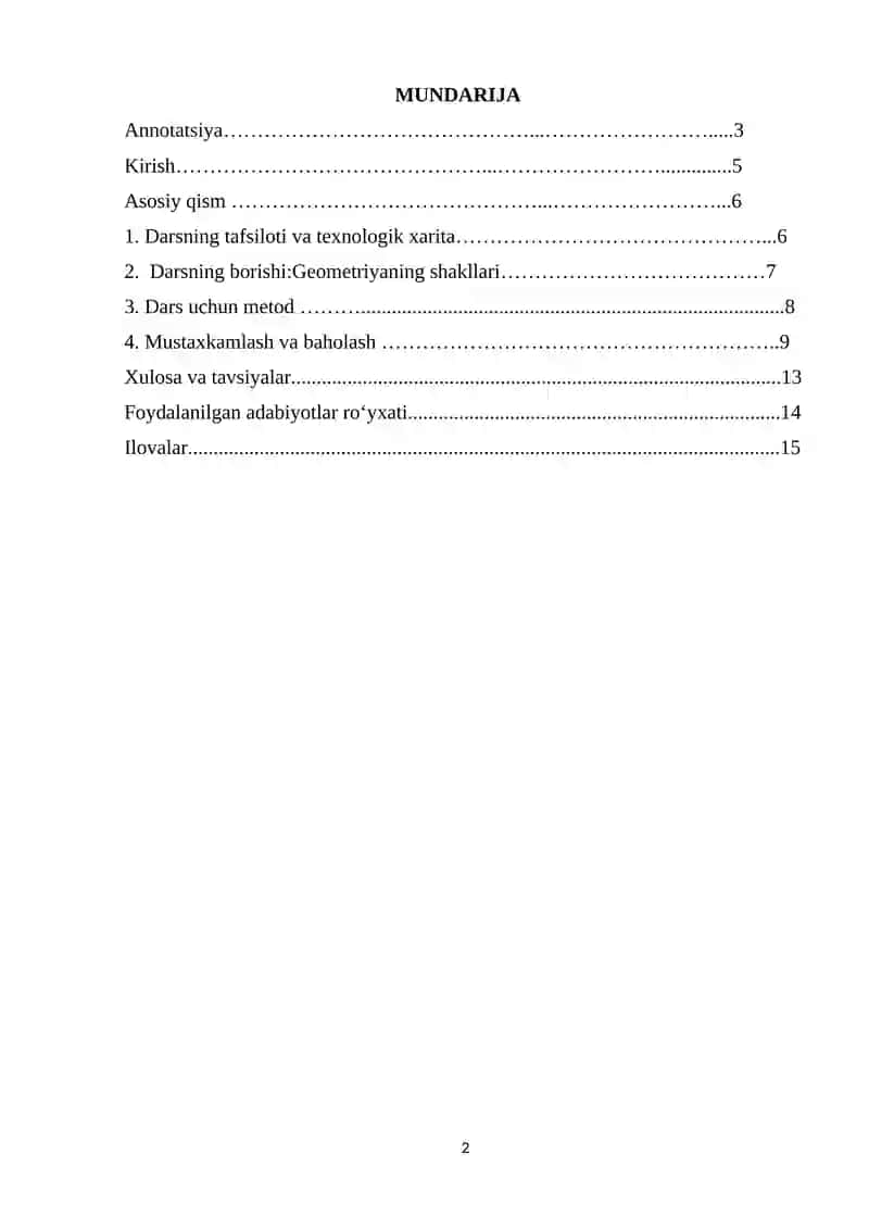 5-6-sinflarda geometriyaning sodda shakllarini o’qitish metodikasi Mikrodars 2