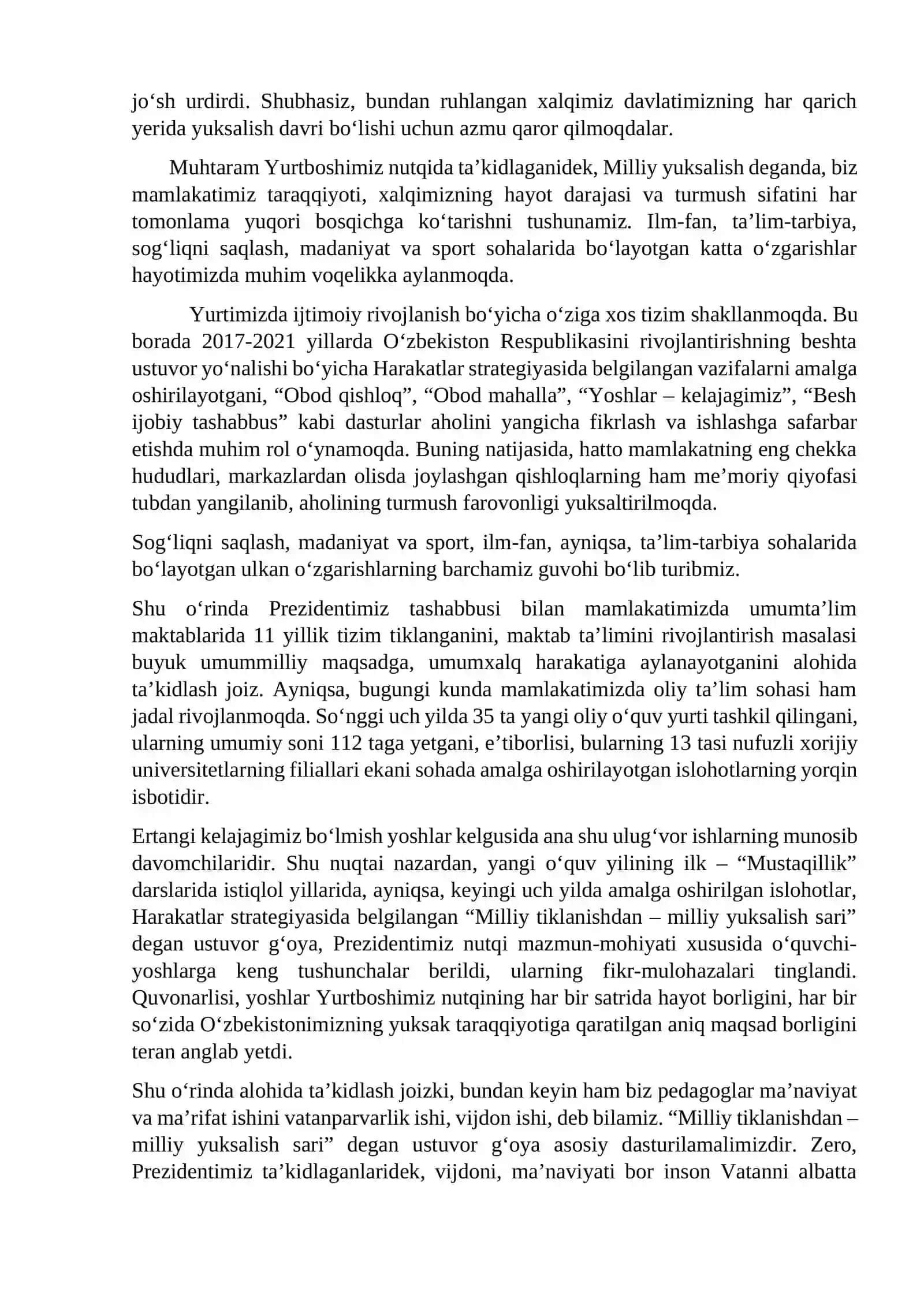 Yangilanayotgan O‘zbekiston: milliy tiklanishdan – milliy yuksalish sari 2