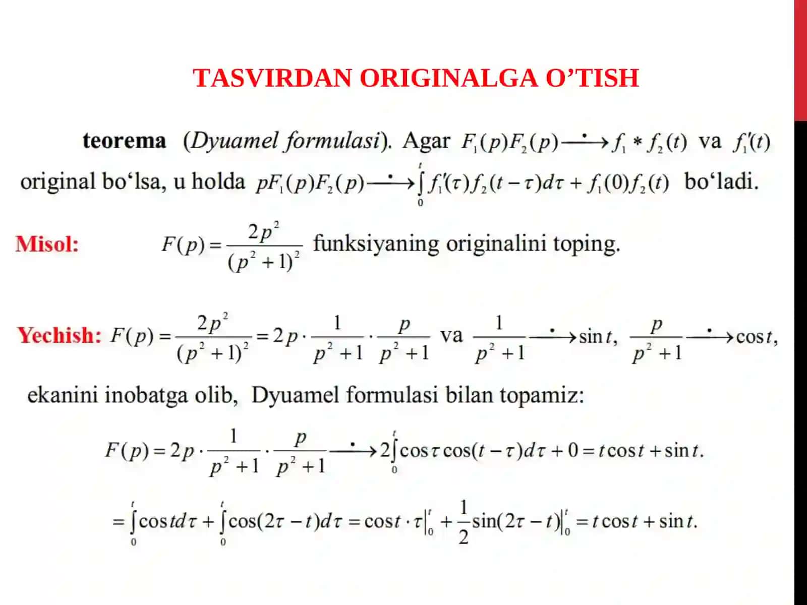 DYUAMEL FORMULASI 2