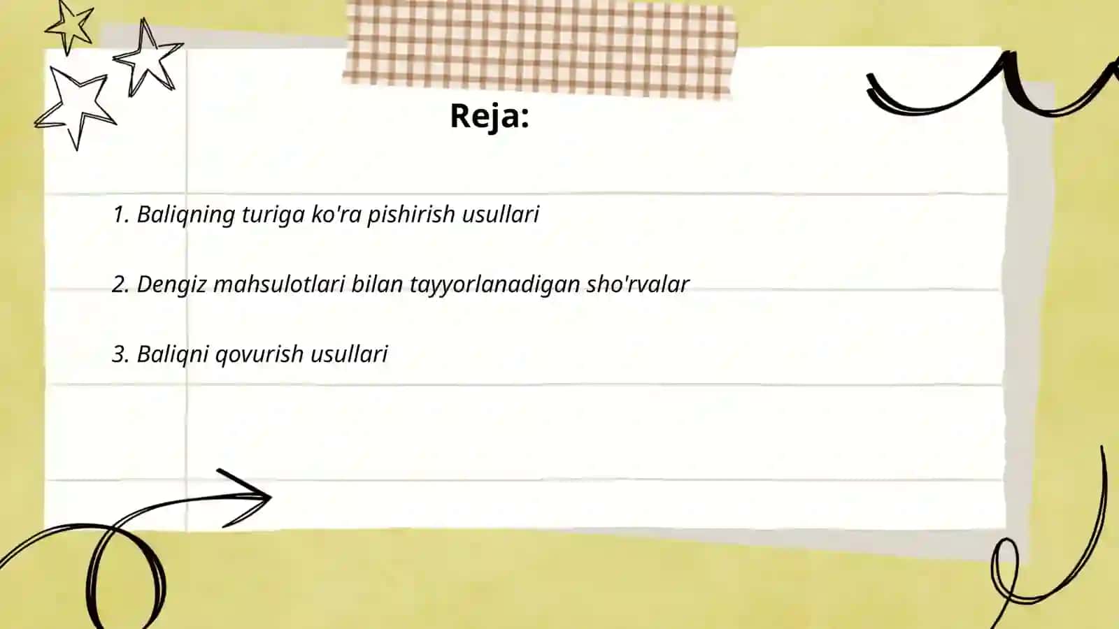 Baliq va dengiz mahsulotlaridan taom tayyorlash 2