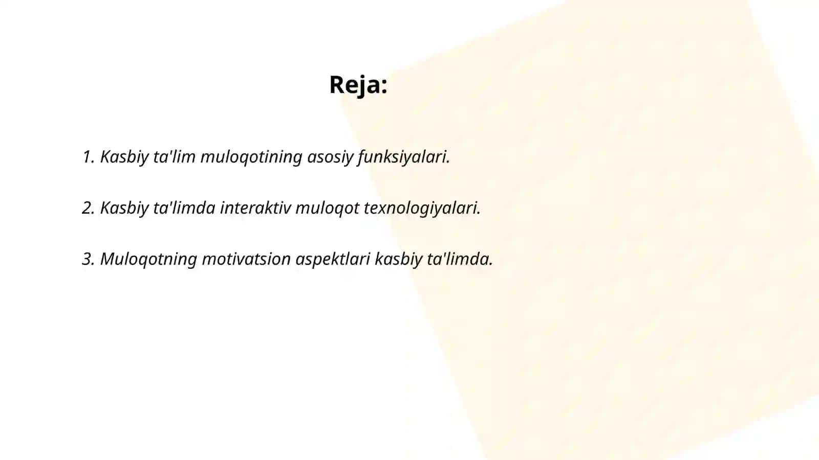 Kasbiy ta'lim muloqotining psixologik asoslari 2