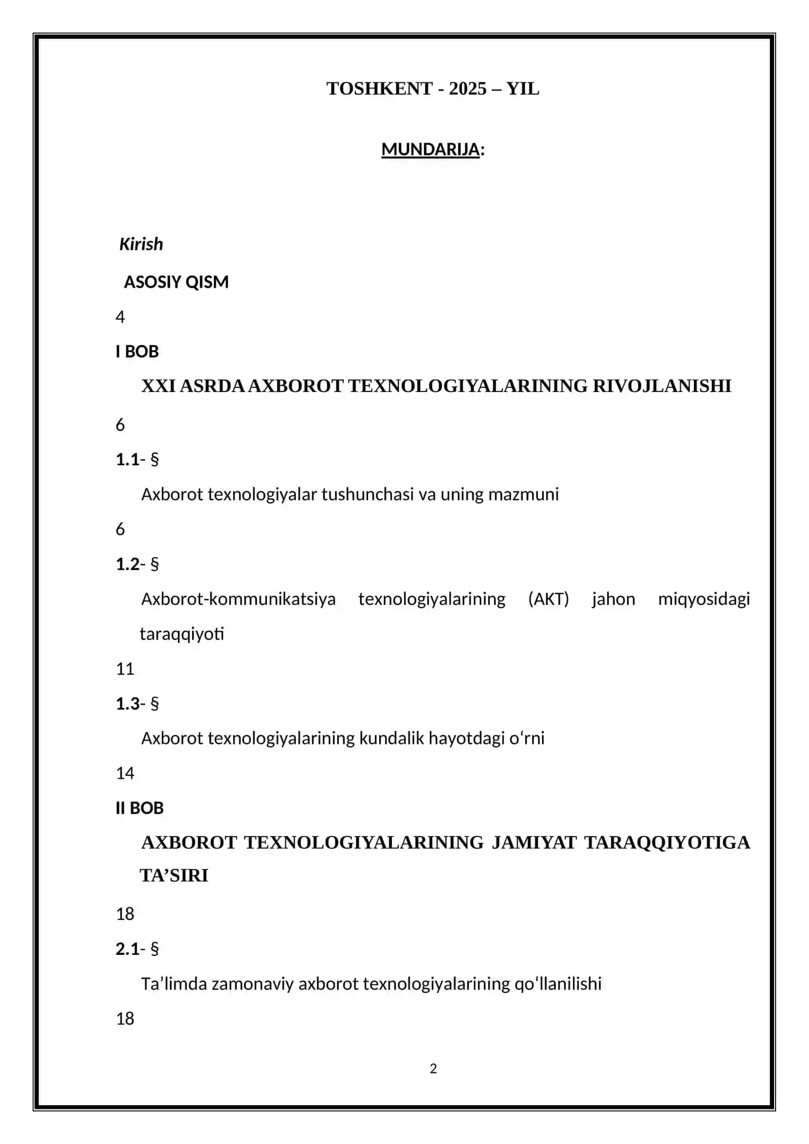 "XXI ASR AXBOROT TEXNOLOGIYALAR ASRI" 2