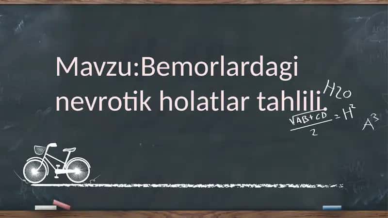 Nevrozlar (nevro... asabiylik -uzoq davom etgan ruhiy iztiroblar natijasida nerv sistemasi faoliyatining buzilishidan kelib chikadigan asabiyruhiy kasalliklar; oʻza-ro yaqin funksional ruhiy kasalliklar (nevrasteniya, isteriya, psixasteniya), emotsional yoki aqliy jihatdan toliqish natijasida, koʻpincha infeksion va boshqa kasalliklar taʼsi-rida yuzaga keladi. N. ancha keng tarqalgan kasallik boʻlib, asosan, nerv sistemasi tugʻma yoki hayotda orttirilgan zaif kishilarda kuzatiladi. 2