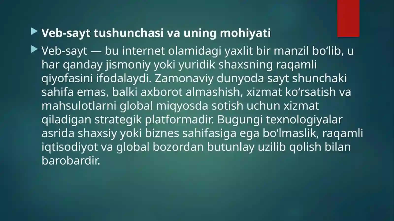 Sayit yaratish imkoniyatlari 2