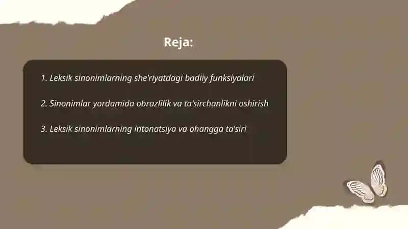 Leksik sinonimlar-poetik vosita sifatida. Sarvinoz Abduvalieva 2