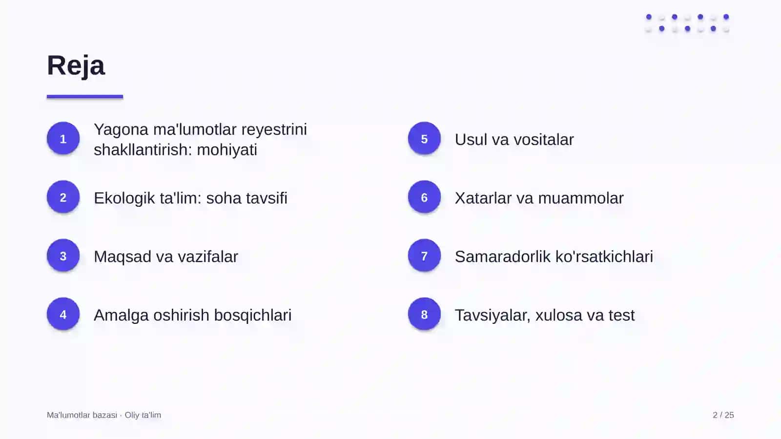 Ekologik ta'limda yagona ma'lumotlar reyestrini shakllantirish 2