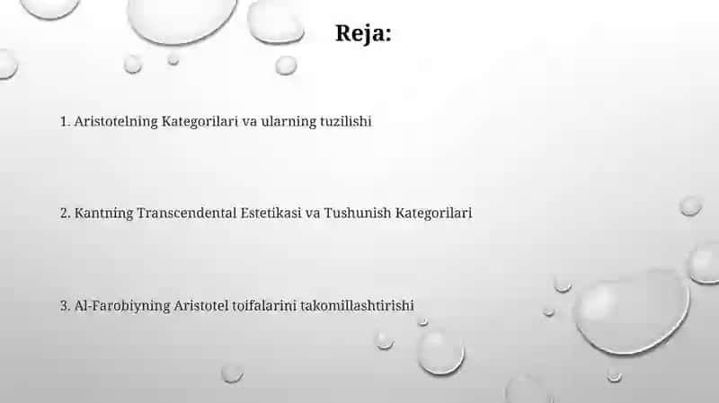 Aristotel farobiy va kant ontologiyasida katagoriyalarning tafnifi 2