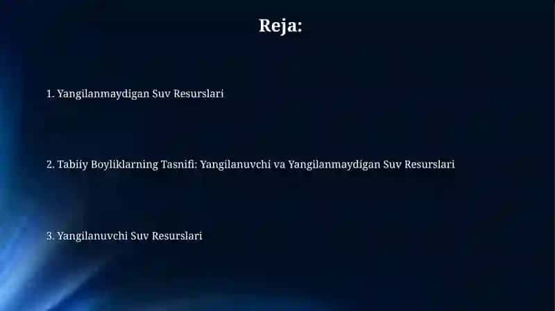 Yangilanmaydigan suv resurslarining turlari 2