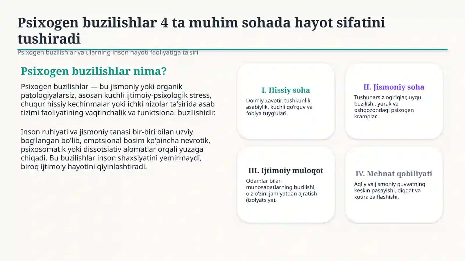 Psixogen buzilishlar va psixologik yordam — davolashdagi o‘rni 2