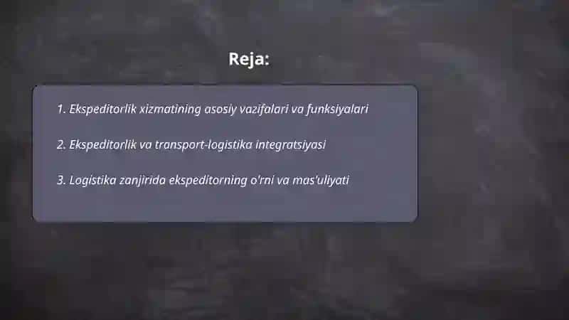 Ekspeditorlik xizmati va ularning logistika tizimidagi órni 2