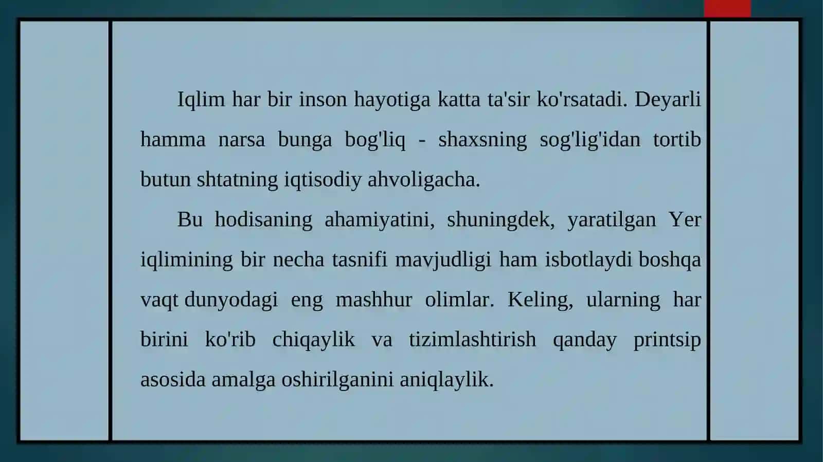 Iqlim zonalarining tasnifi 2