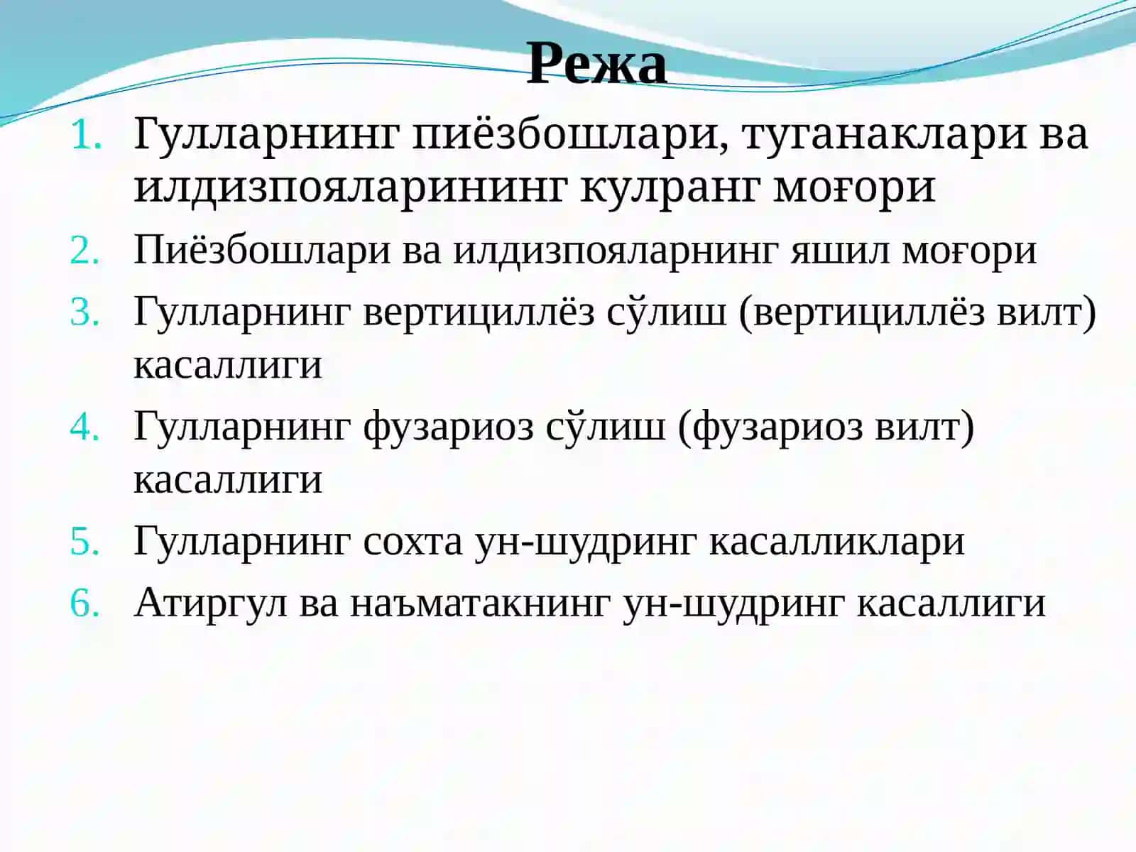 МАНЗАРАЛИ ГУЛЛАР КАСАЛЛИКЛАРИ ВА УЛАРГА ҚАРШИ КУРАШ ЧОРАЛАРИ 2