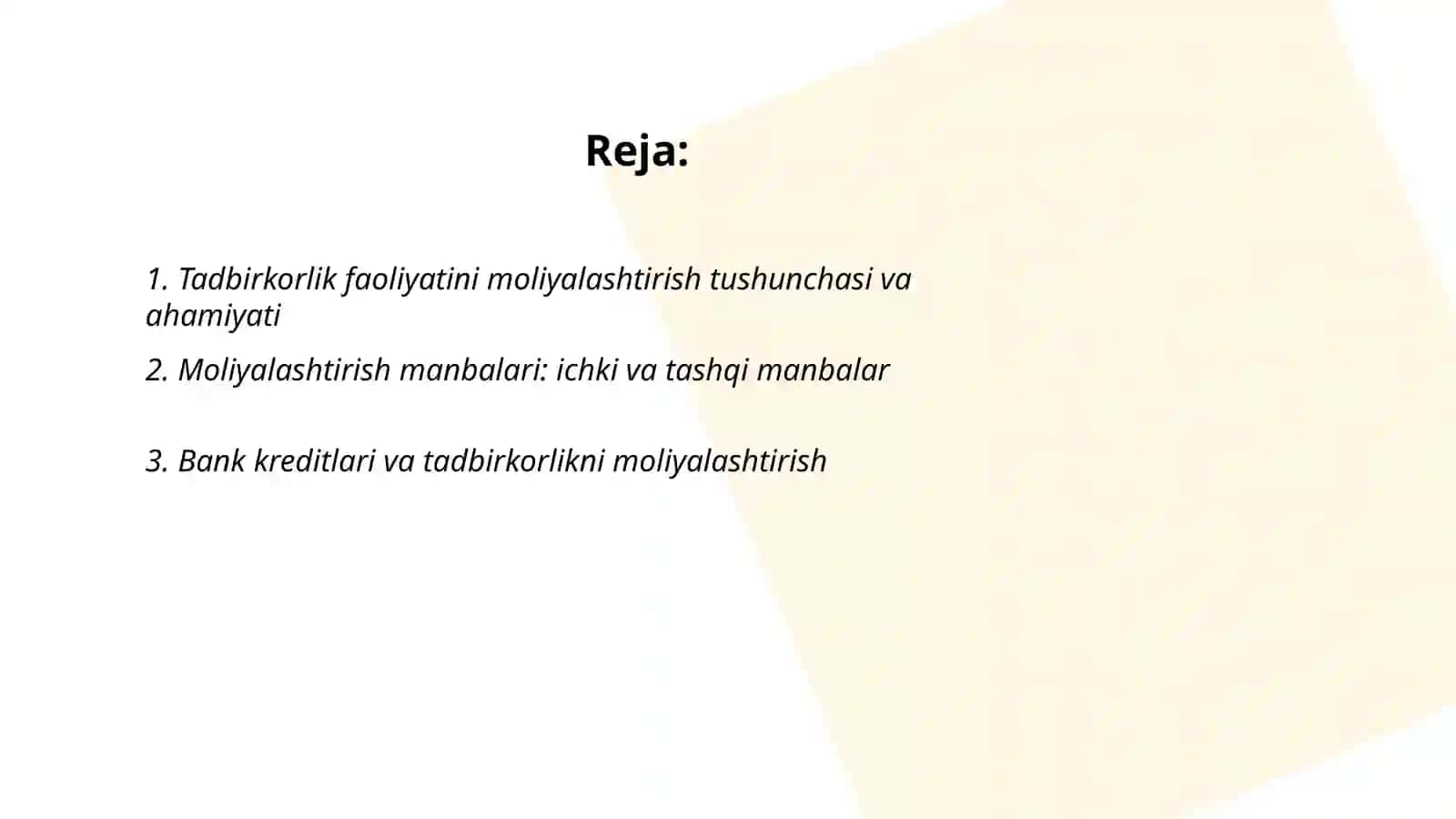 Tadbirkorlik faolyatini moliyalashtirish 2