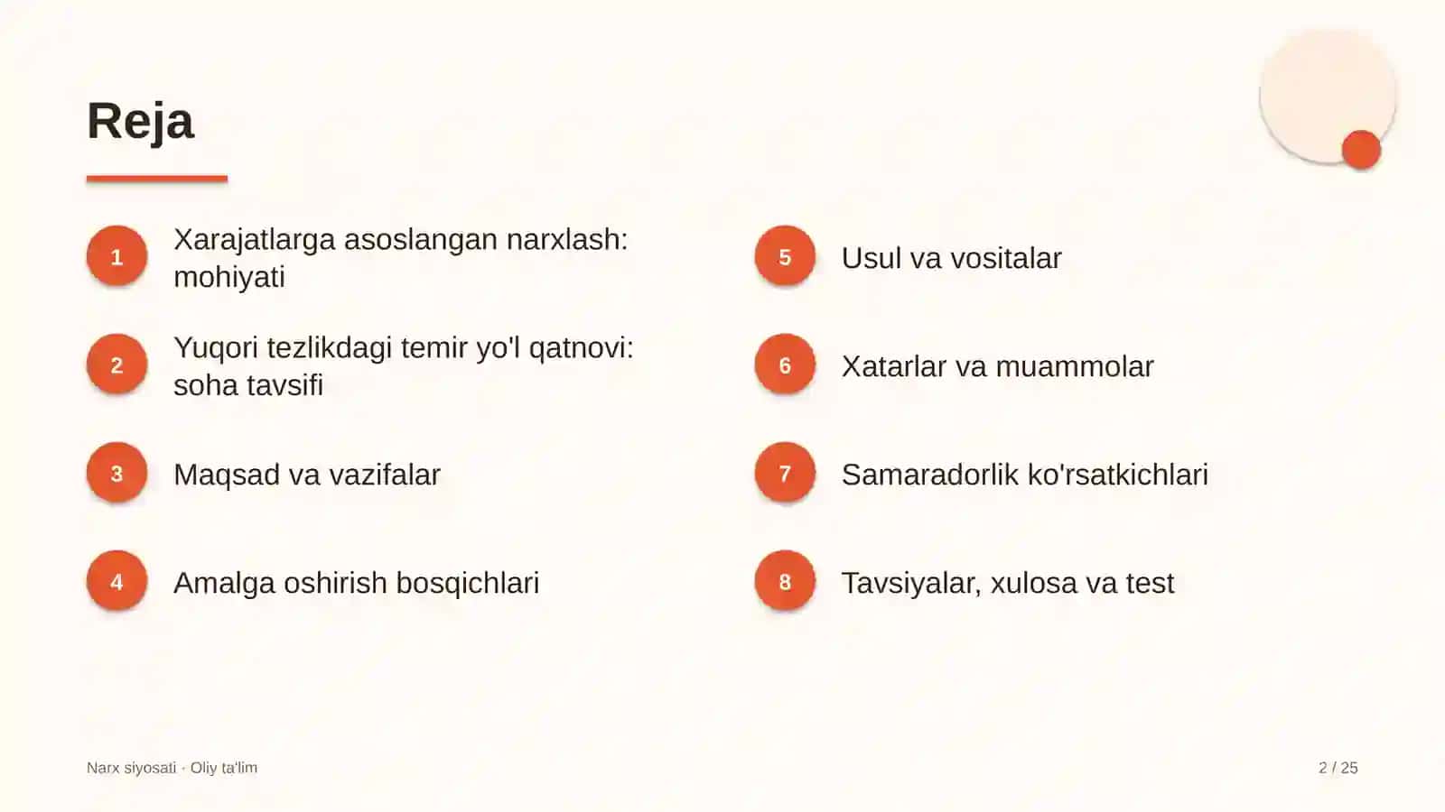 yuqori tezlikdagi temir yo'l qatnovida xarajatlarga asoslangan narxlash 9339 2