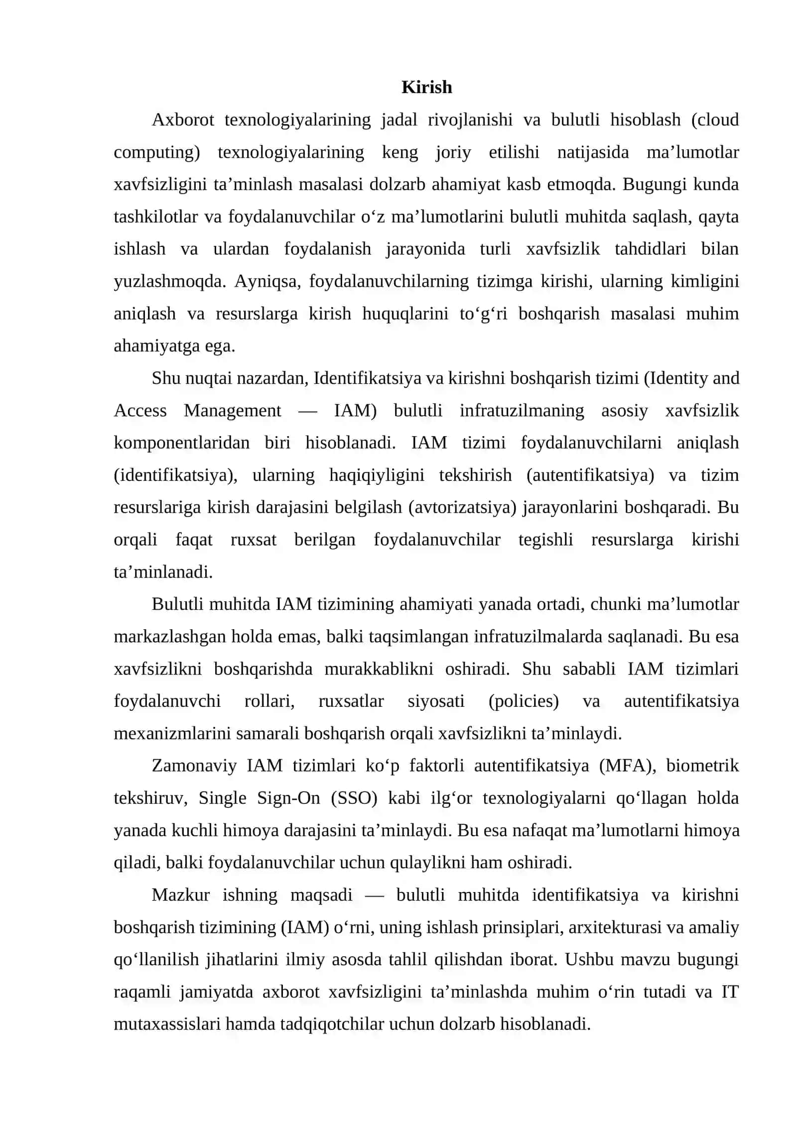 Identifikatsiya va Kirishni Boshqarish Tizimning (IAM) orni 2