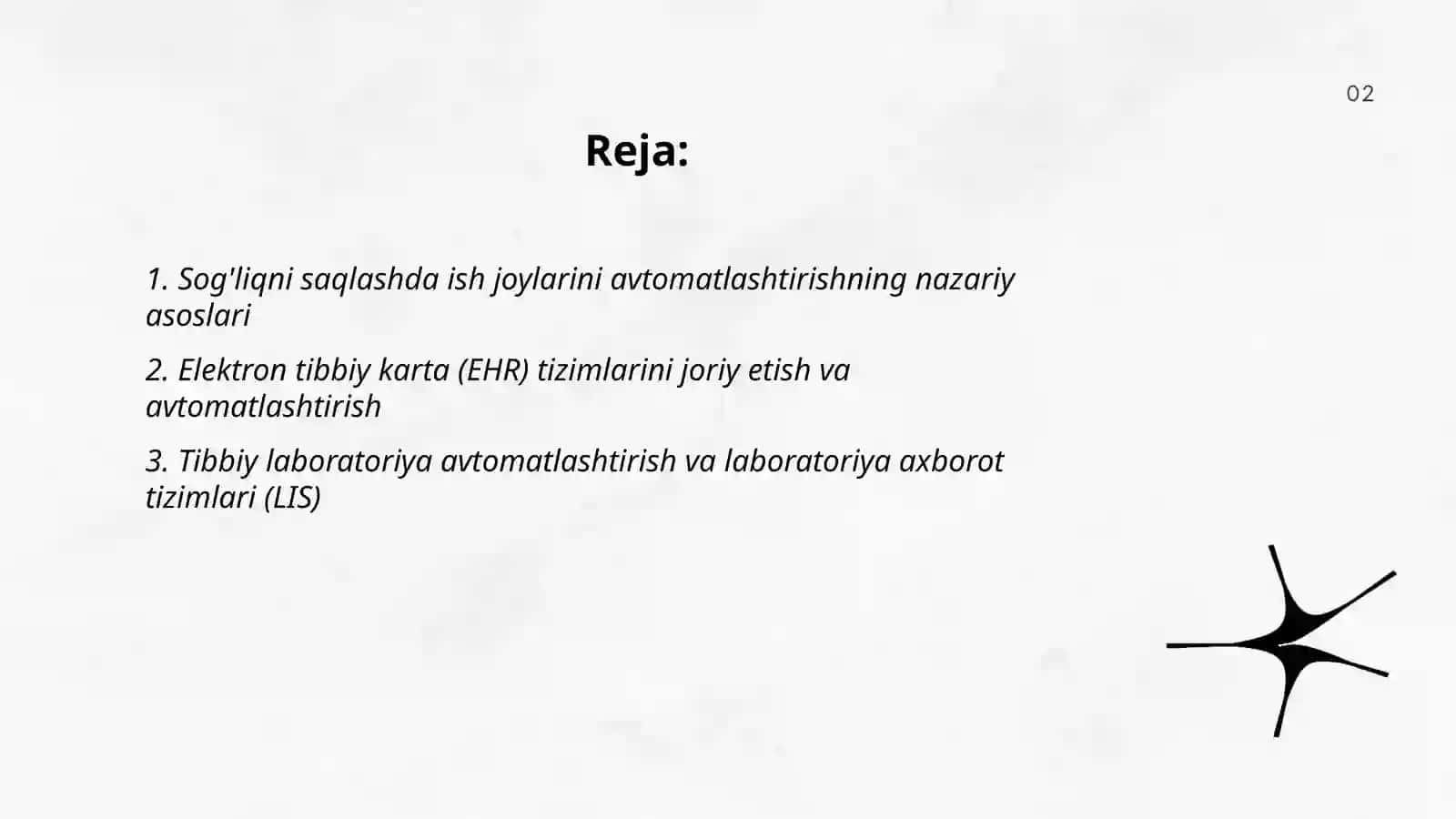 Tibbiyotda ishchi o'rinlarni avtomatlashtirish va tibbiy masalalarni yechishda axborot texnologiyalari 2