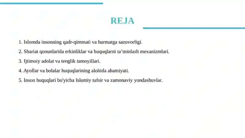 Islomda inson huquq va erkinliklarini ta’minlanishining o’ziga xos jihatlari 2