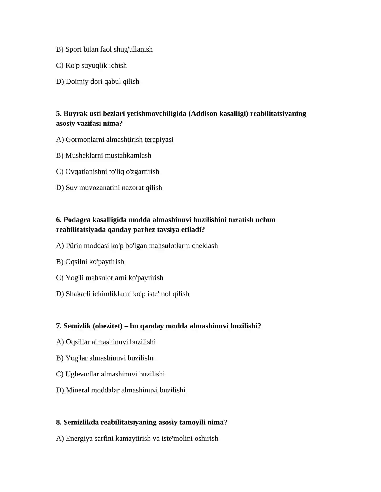 Modda almashinuvi buzilish kasalliklarida reabilitatsiya 2