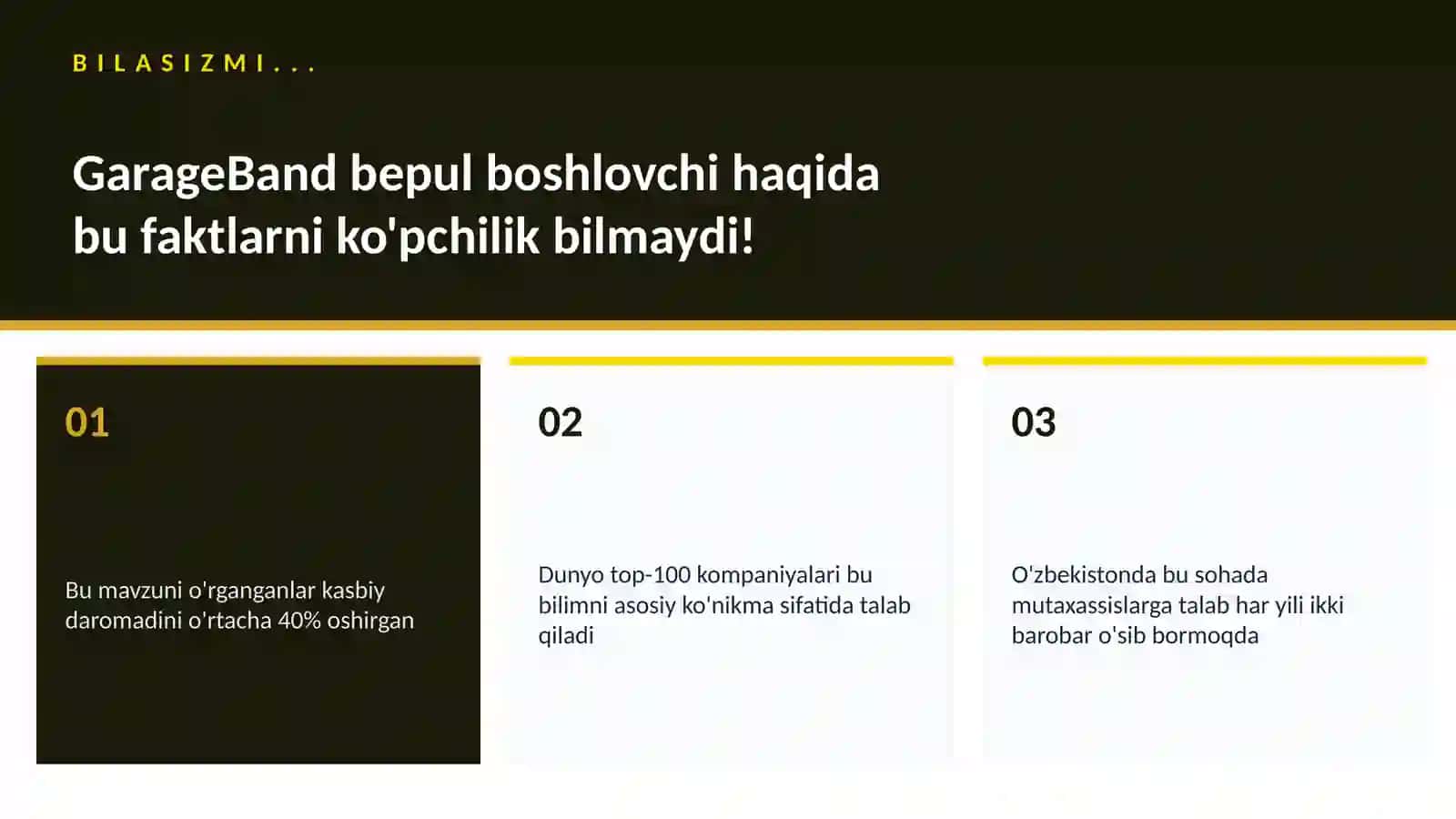 GarageBand bepul boshlovchi 2