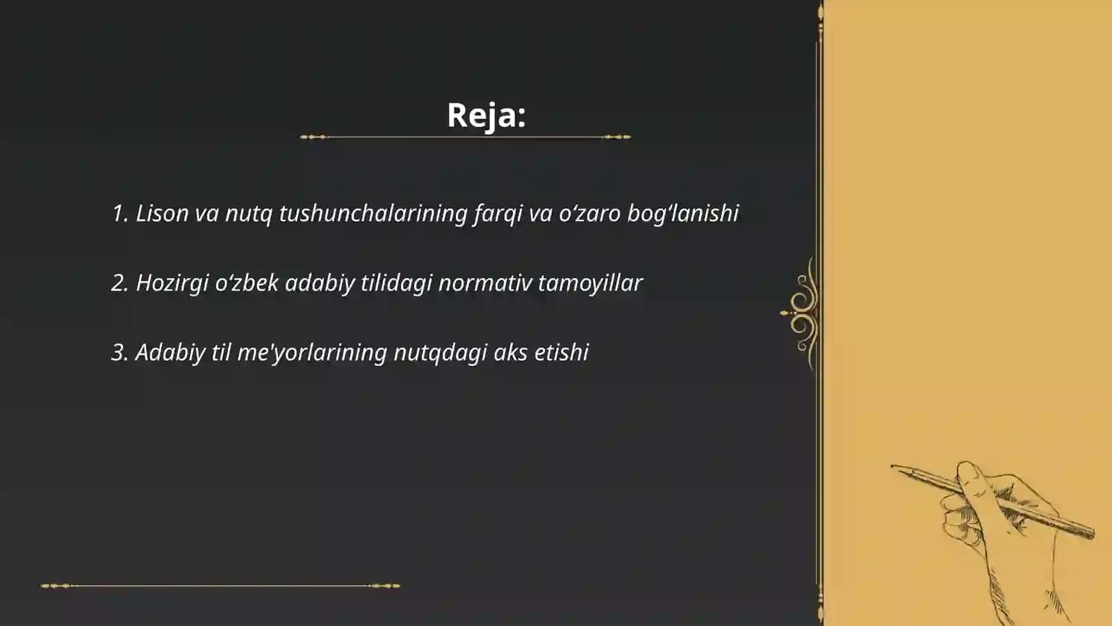 Hozirgi oʻzbek adabiy tilida lison,nutq,me'yor munosabati 2