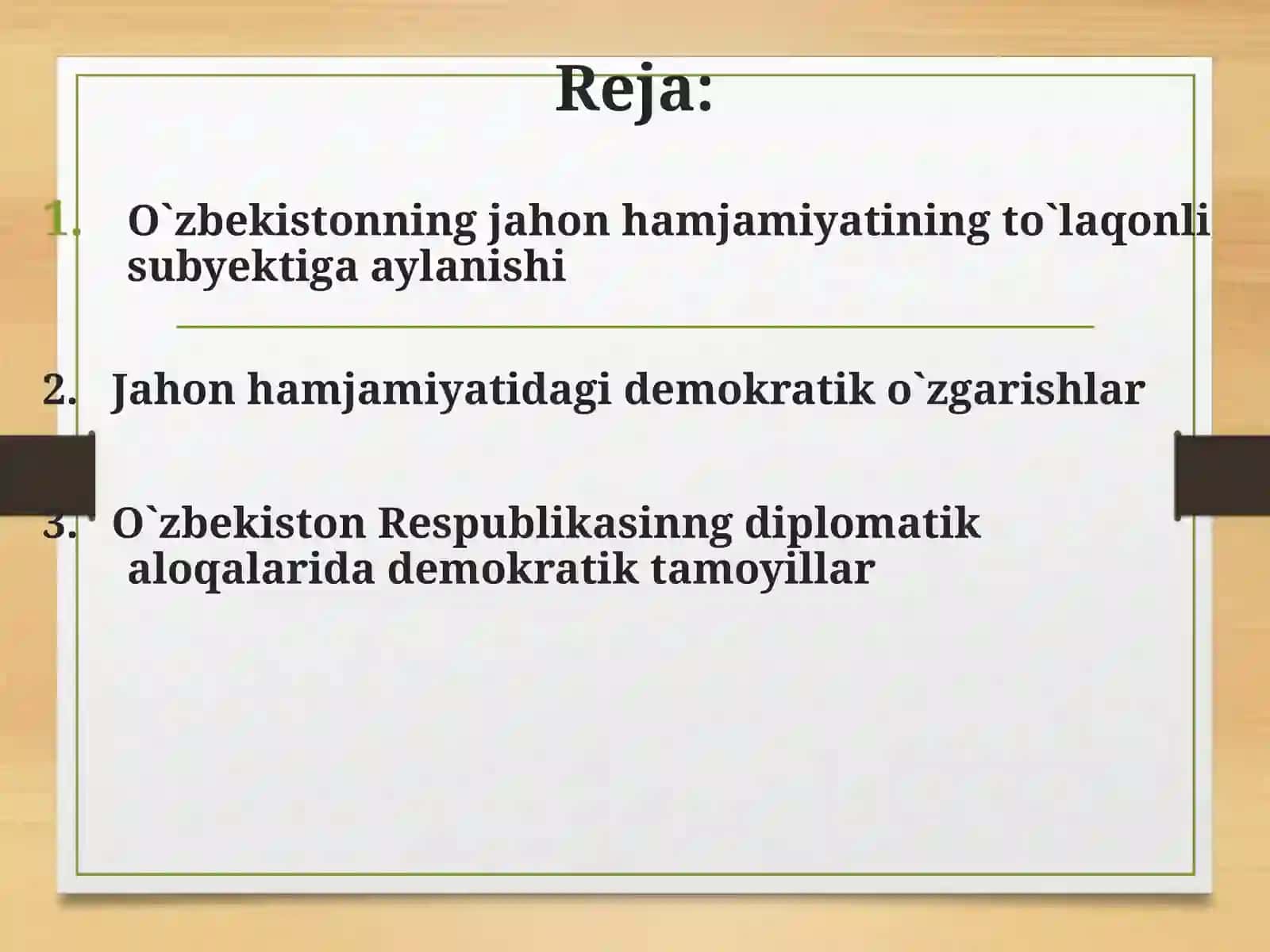 O`ZBEKISTON VA JAHON HAMJAMIYATI 2