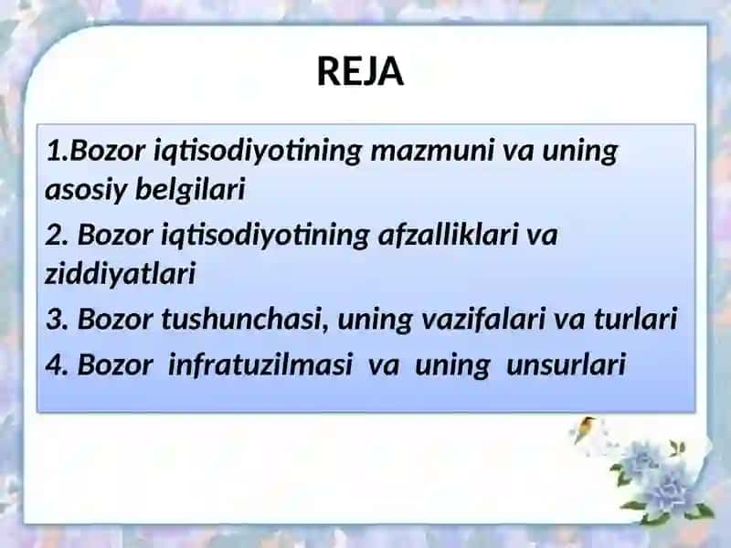 Bozor iqtisodiyoti va uning amal qilishi 2