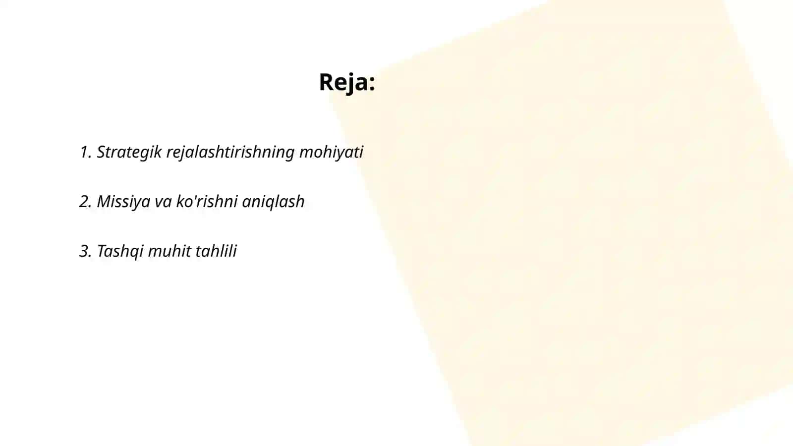 Strotegik rejalashtirish uslubiyoti 2