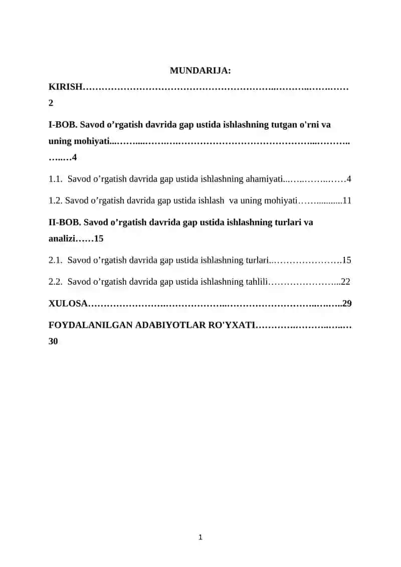 Savod o’rgatish davrida gap ustida ishlash 2