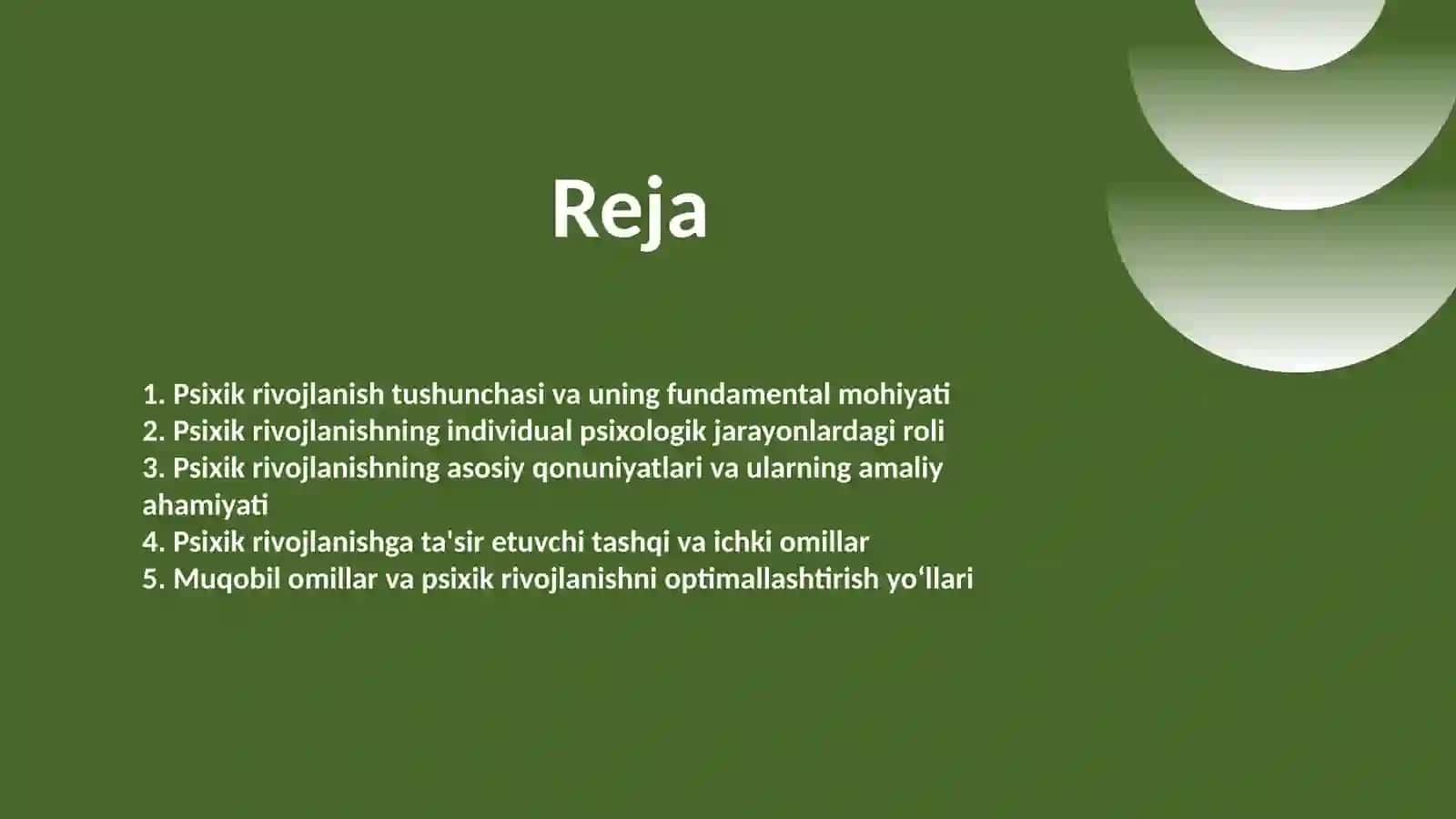 Psixik rivojlanish tushunchasi 2