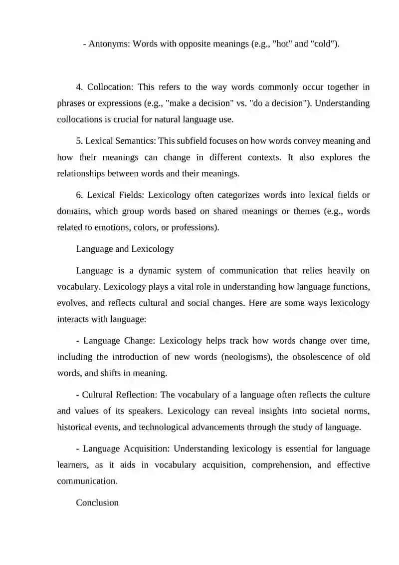 Lexicology and Language Essay 2