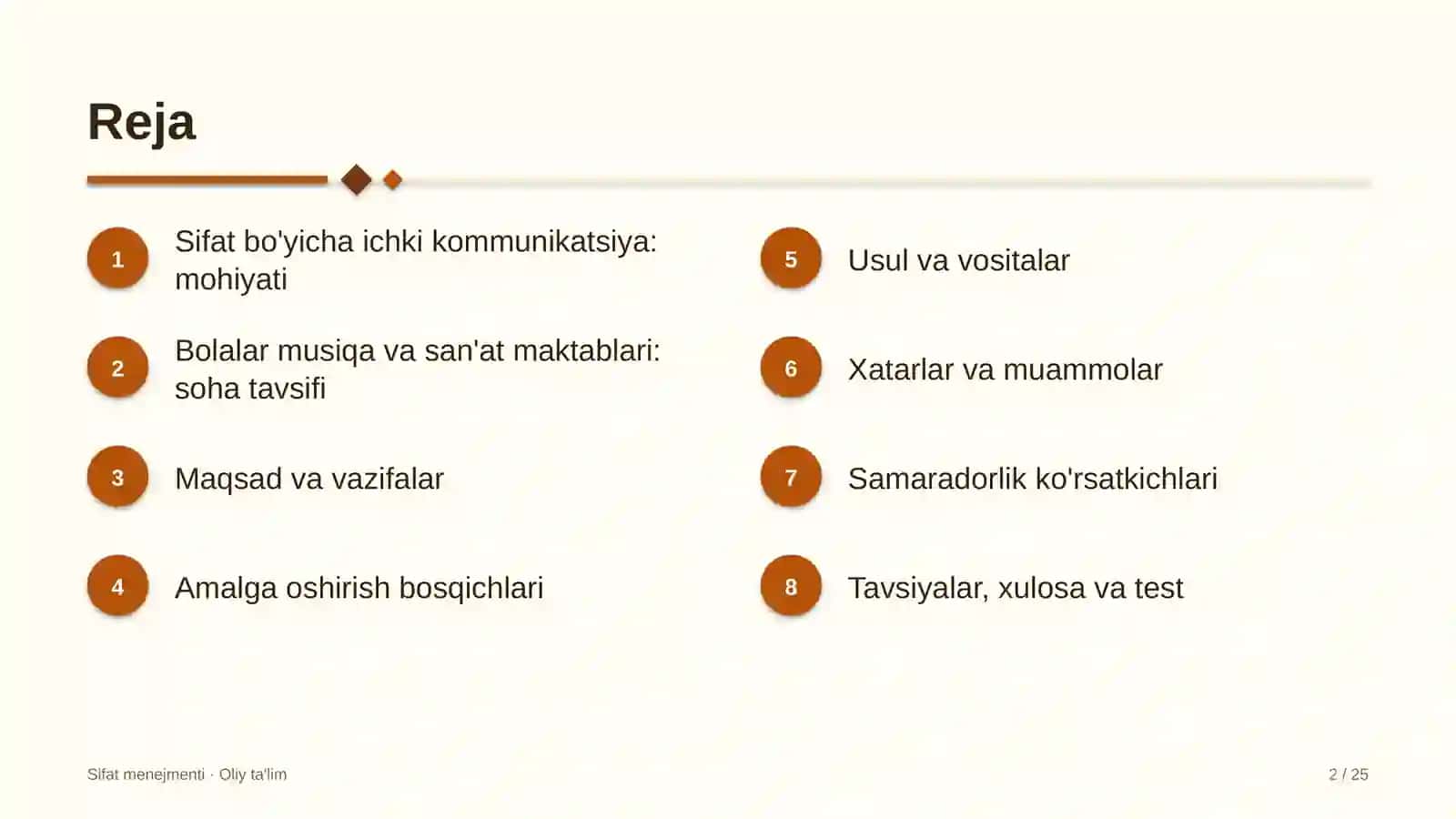 Bolalar musiqa va san'at maktablarida sifat bo'yicha ichki kommunikatsiyalarni yo'lga qo'yish 2