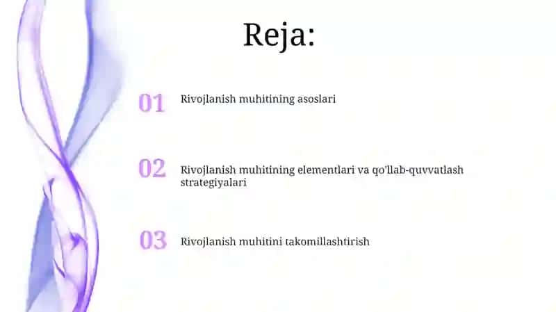 Rivojlantiruvchi muhitni tashkil qilish 2