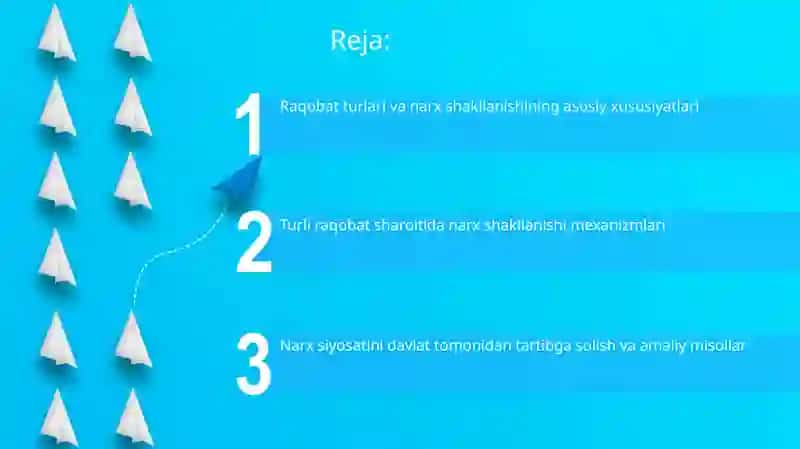 Raqobatning turli koʻrinishlari sharoitida narxning shakillanish xususiyatlari 2