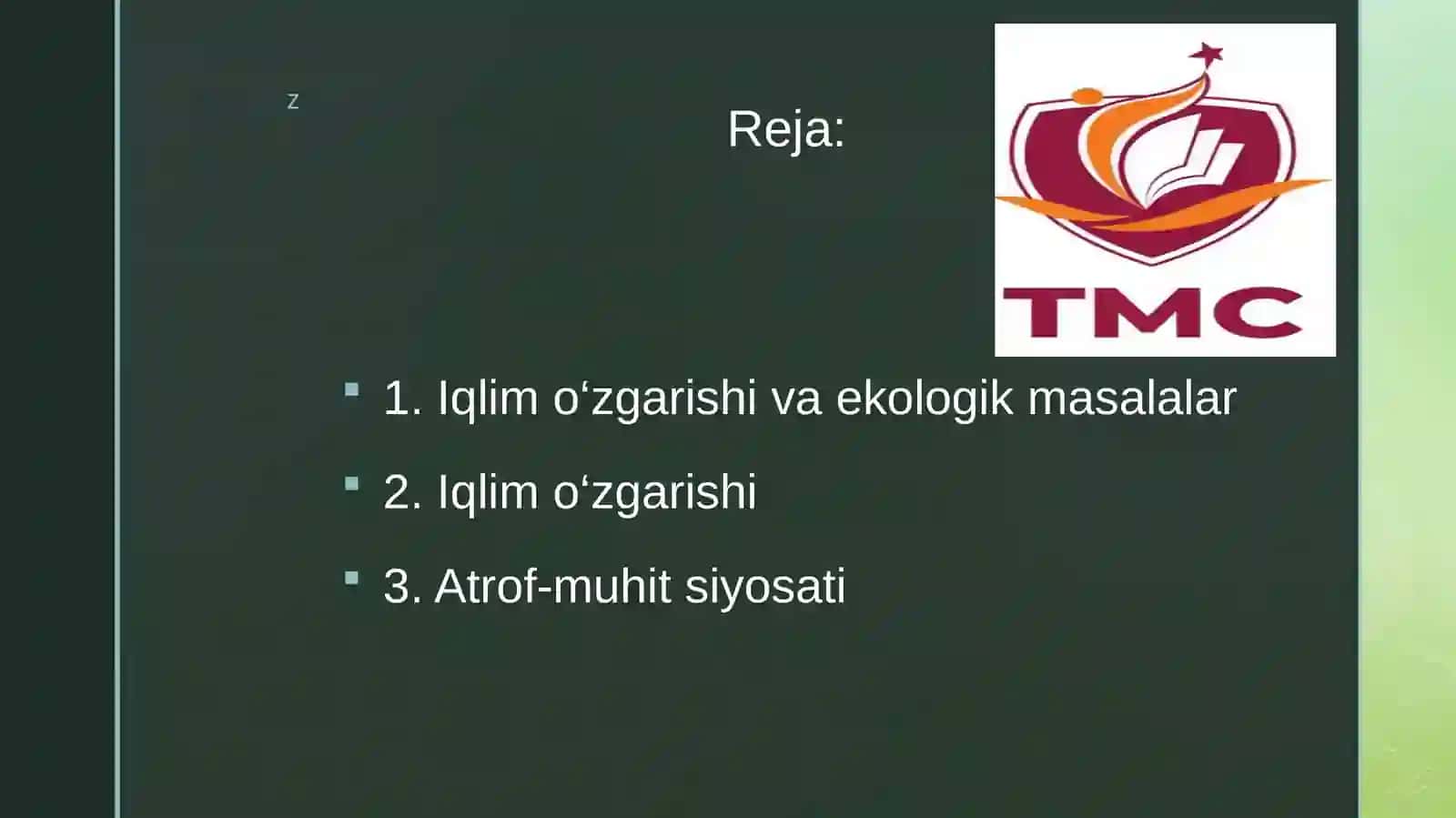 IQLIM OZGARISHI BoʻYICHA SIYOSIY MUAMMOLAR 2