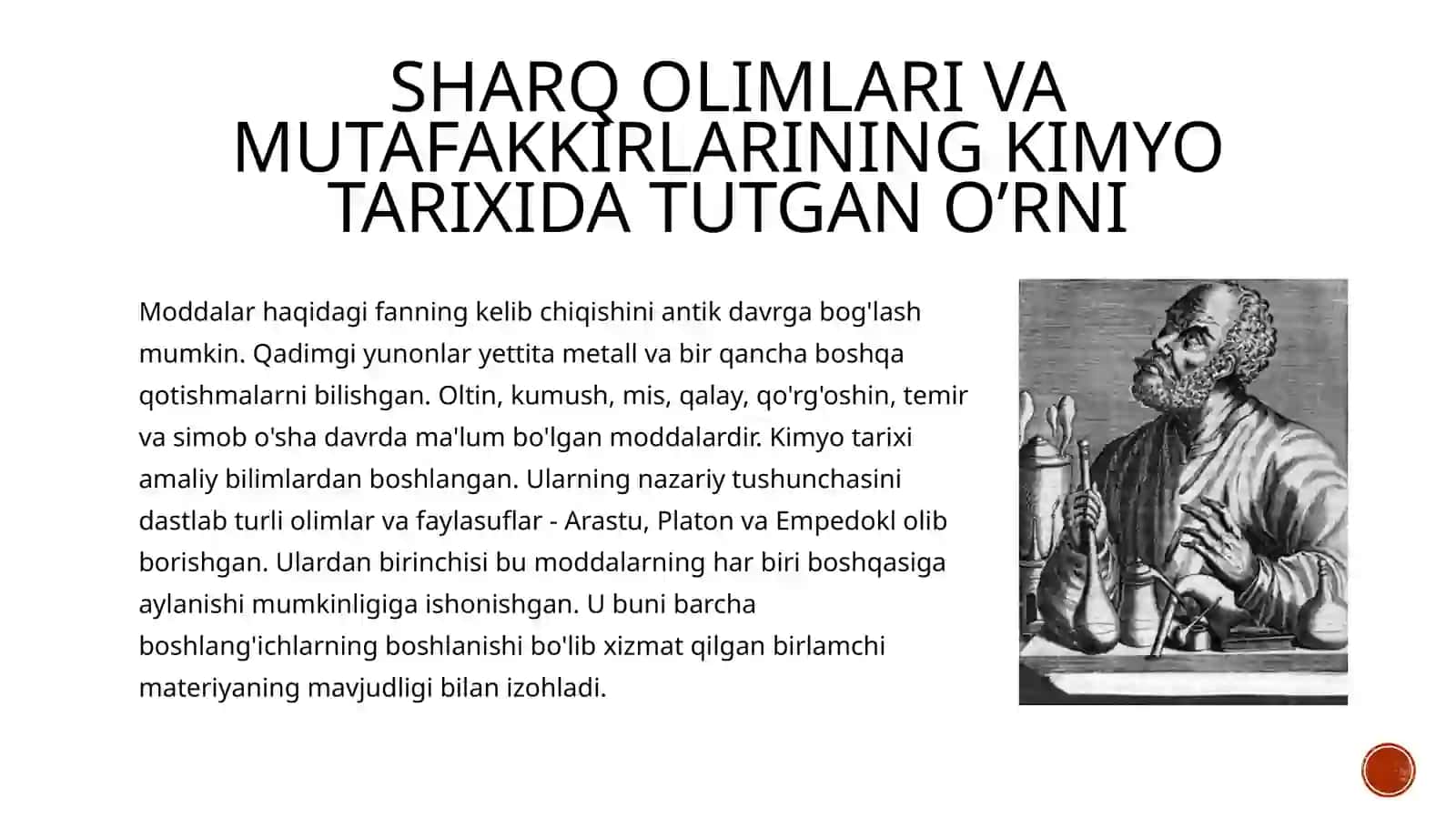 Sharq olimlari va mutafakkirlarining kimyo tarixida tutgan o’rni.S.Kannissaroning atom reformasi 2