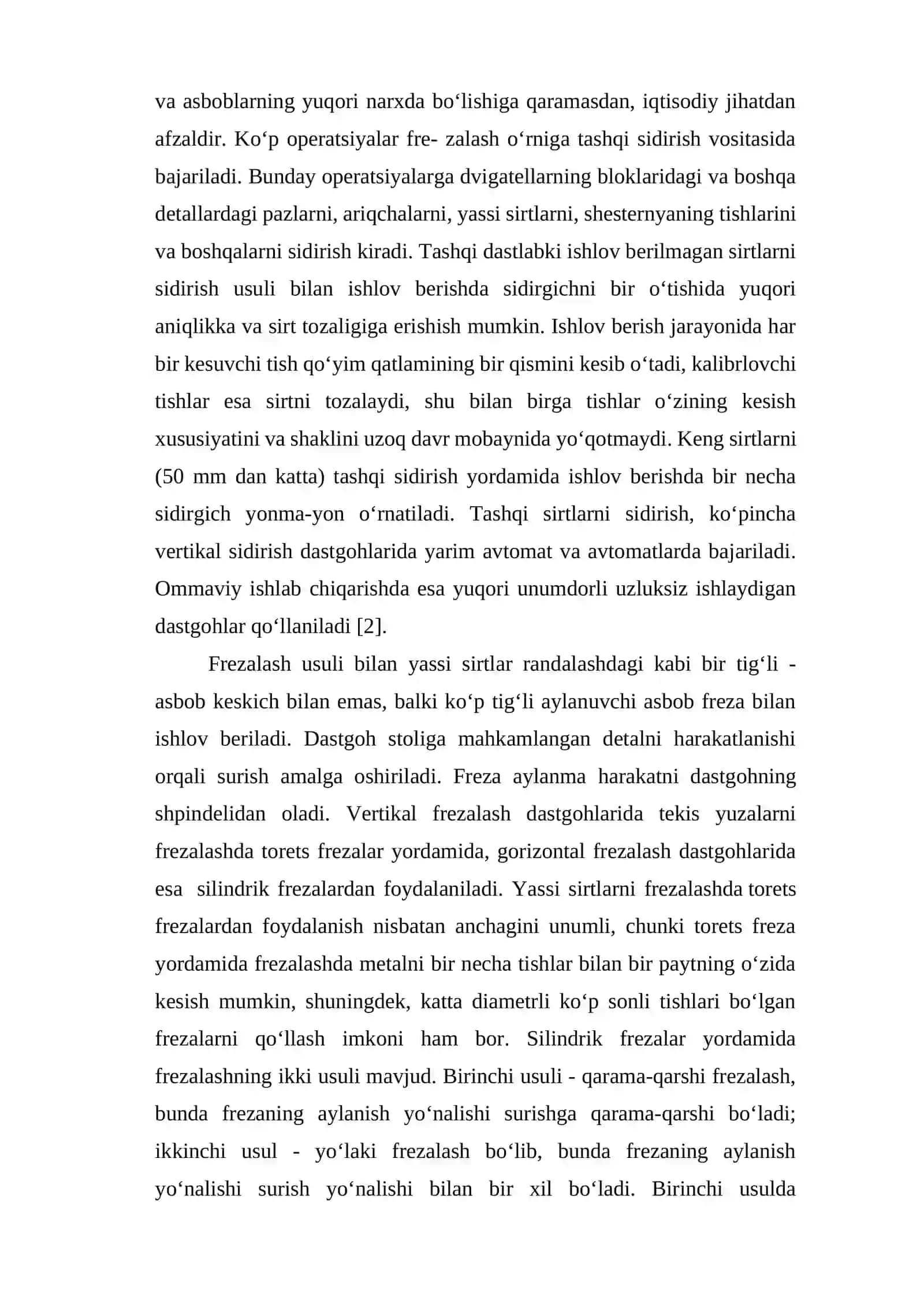 Turli Xil Dastgohlarda Detallarning Tekis Sirtlariga Ishlov Berish Usullari Tahlili 2