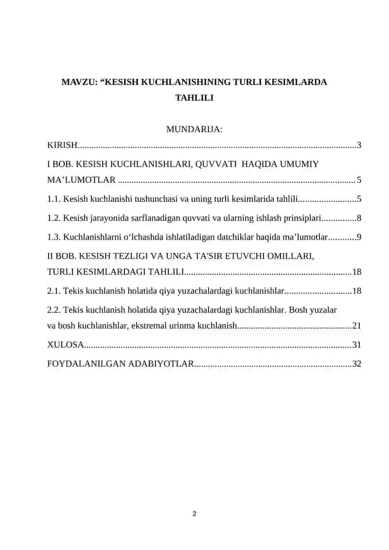 KESISH KUCHLANISHINING TURLI KESIMLARDA TAHLILI 2