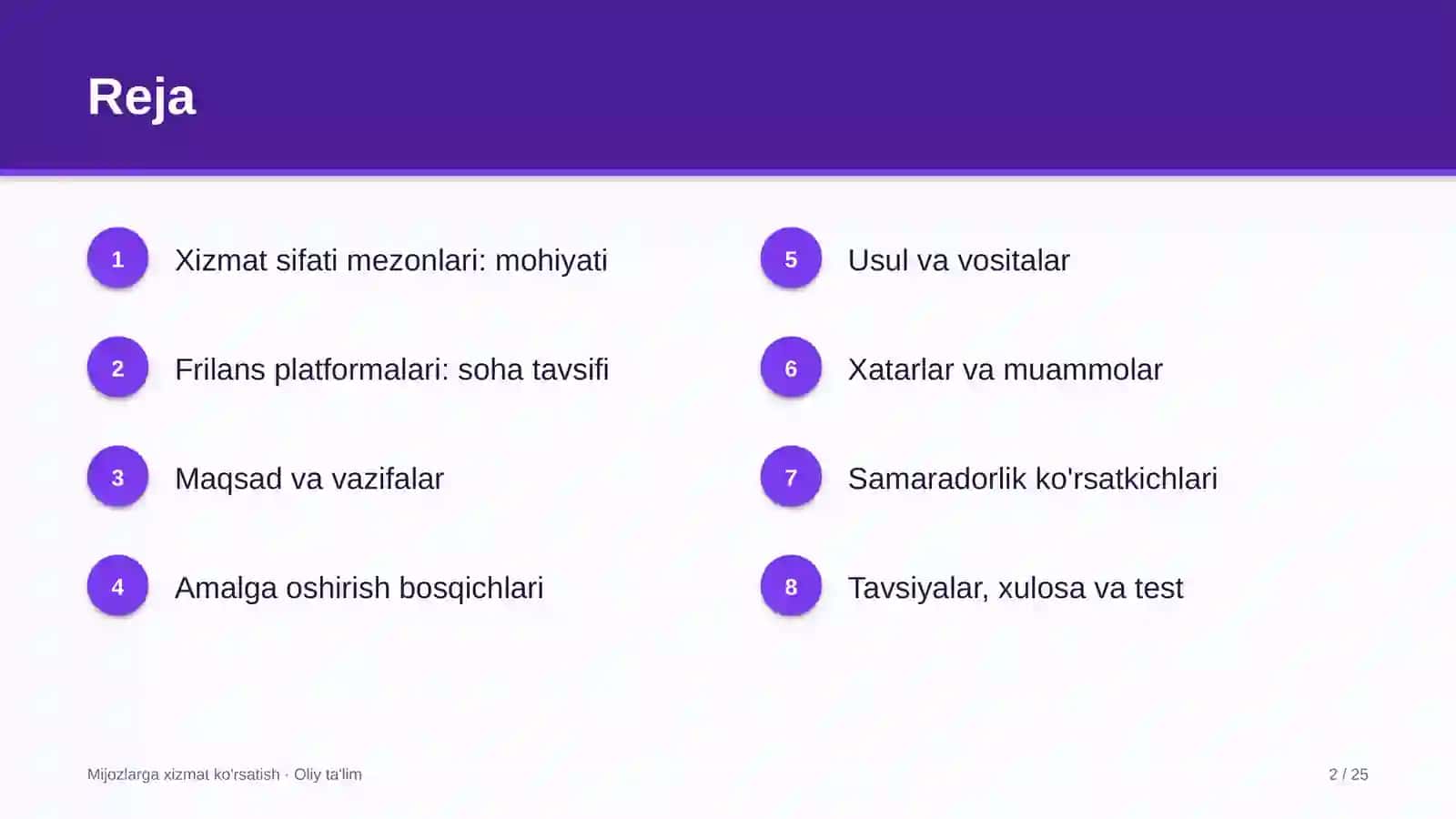 Frilans platformalarida xizmat sifati mezonlarini belgilash 2
