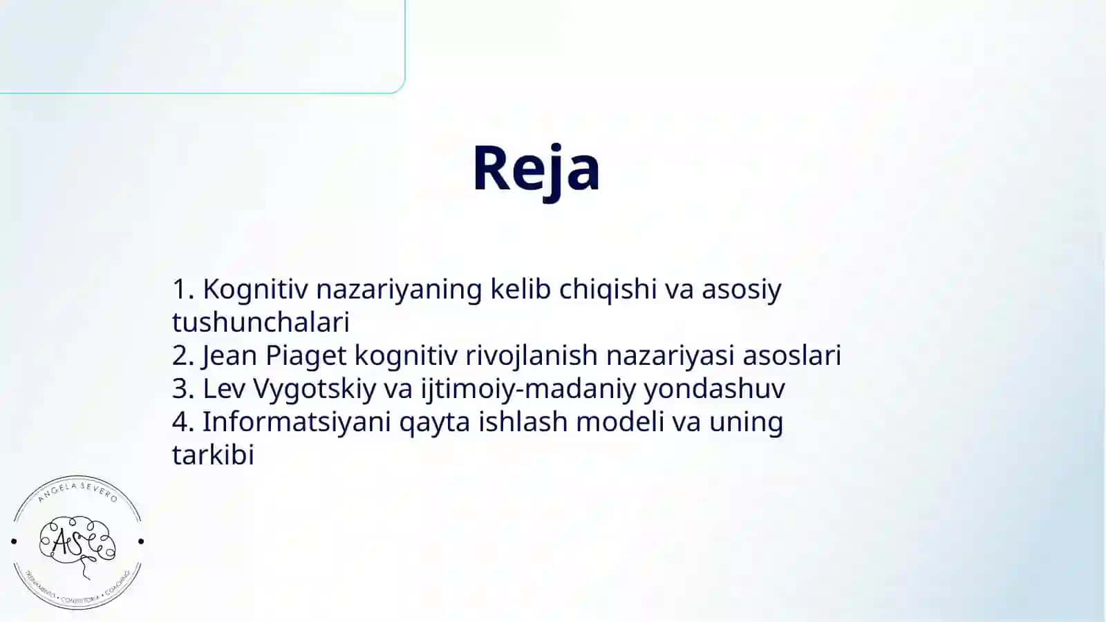 SHAXSNING KOGNITIV NAZARIYALARI 2