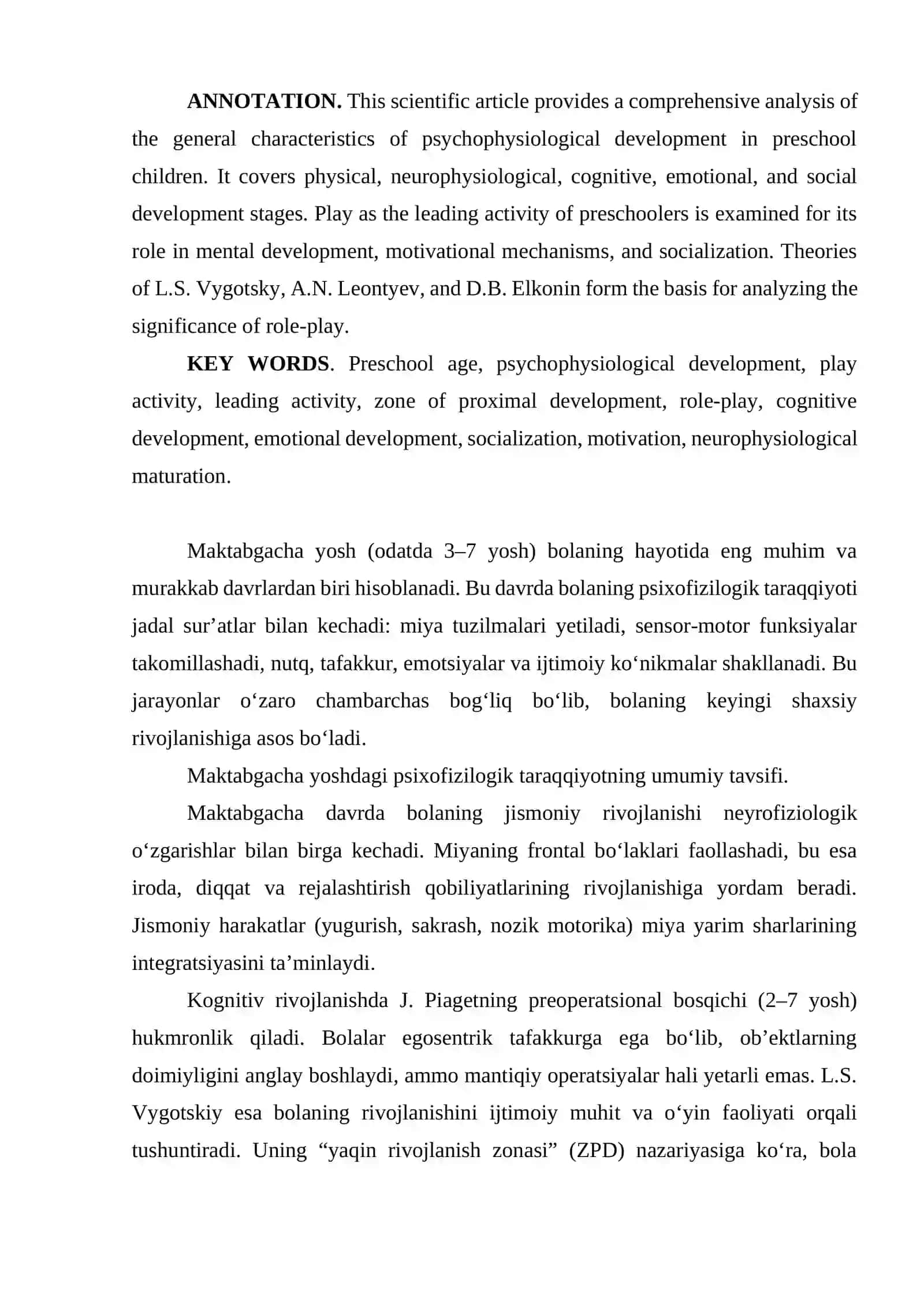 MAKTABGACHA YOSHDA PSIXOFIZIOLOGIK TARAQQIYOTNING UMUMIY TAVSIFI 2
