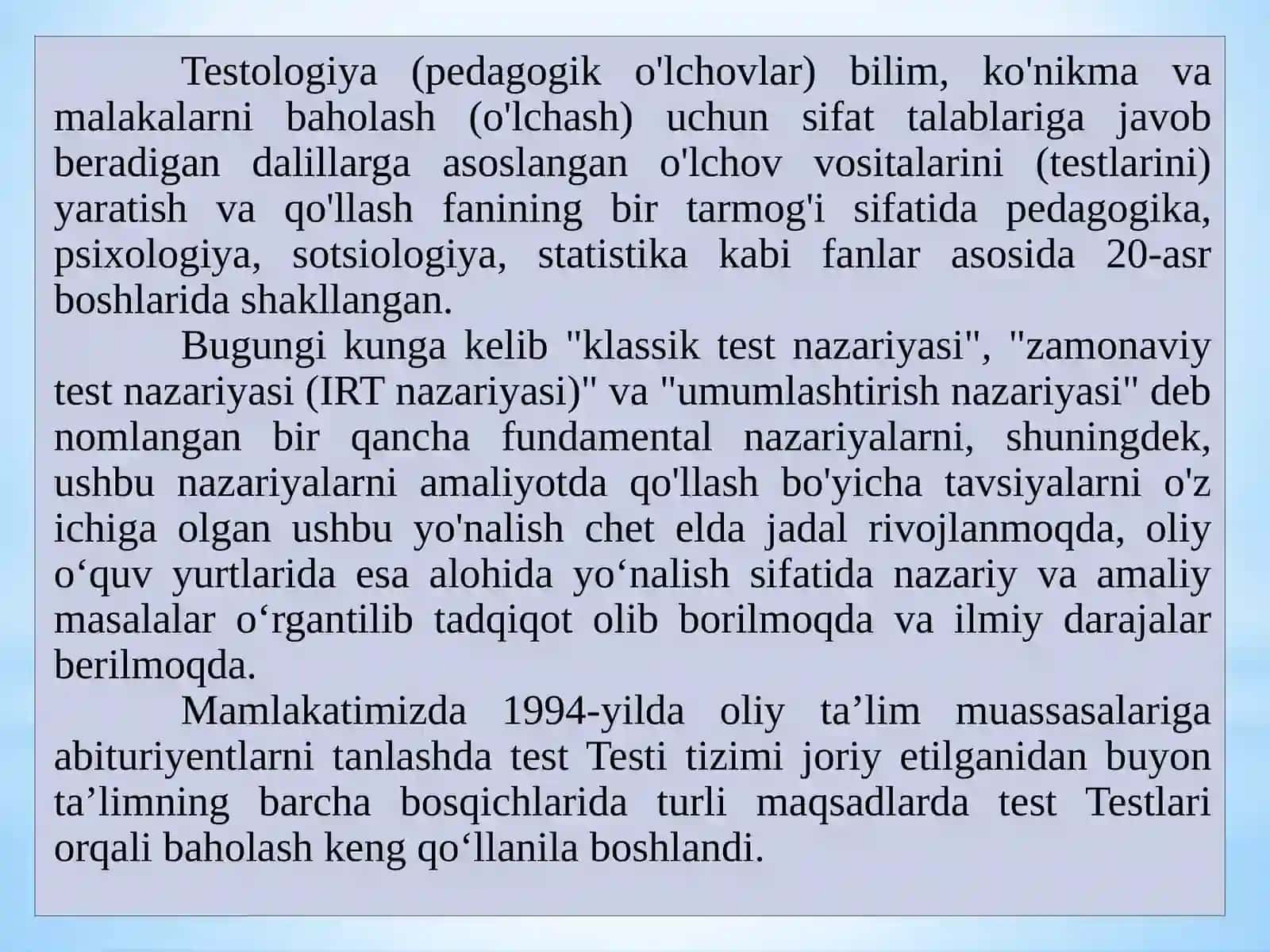 Pedagogik  nazorat 2