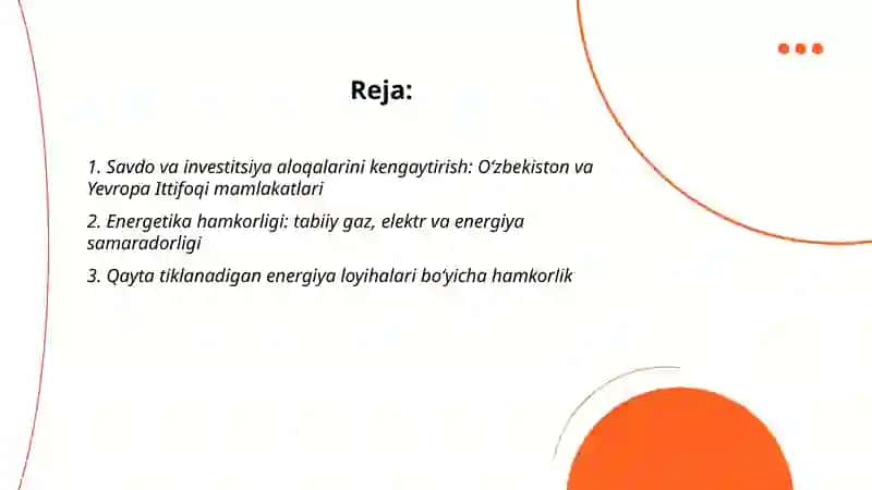 O‘zbekistonning Yevropa Ittifoqi mamlakatlari bilan istiqbolli hamkorliklari 2