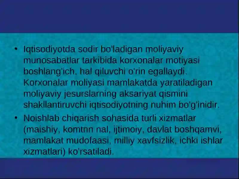 KORXONALAR MOLIYASI VA ULARNI TASHKIL ETISH 2