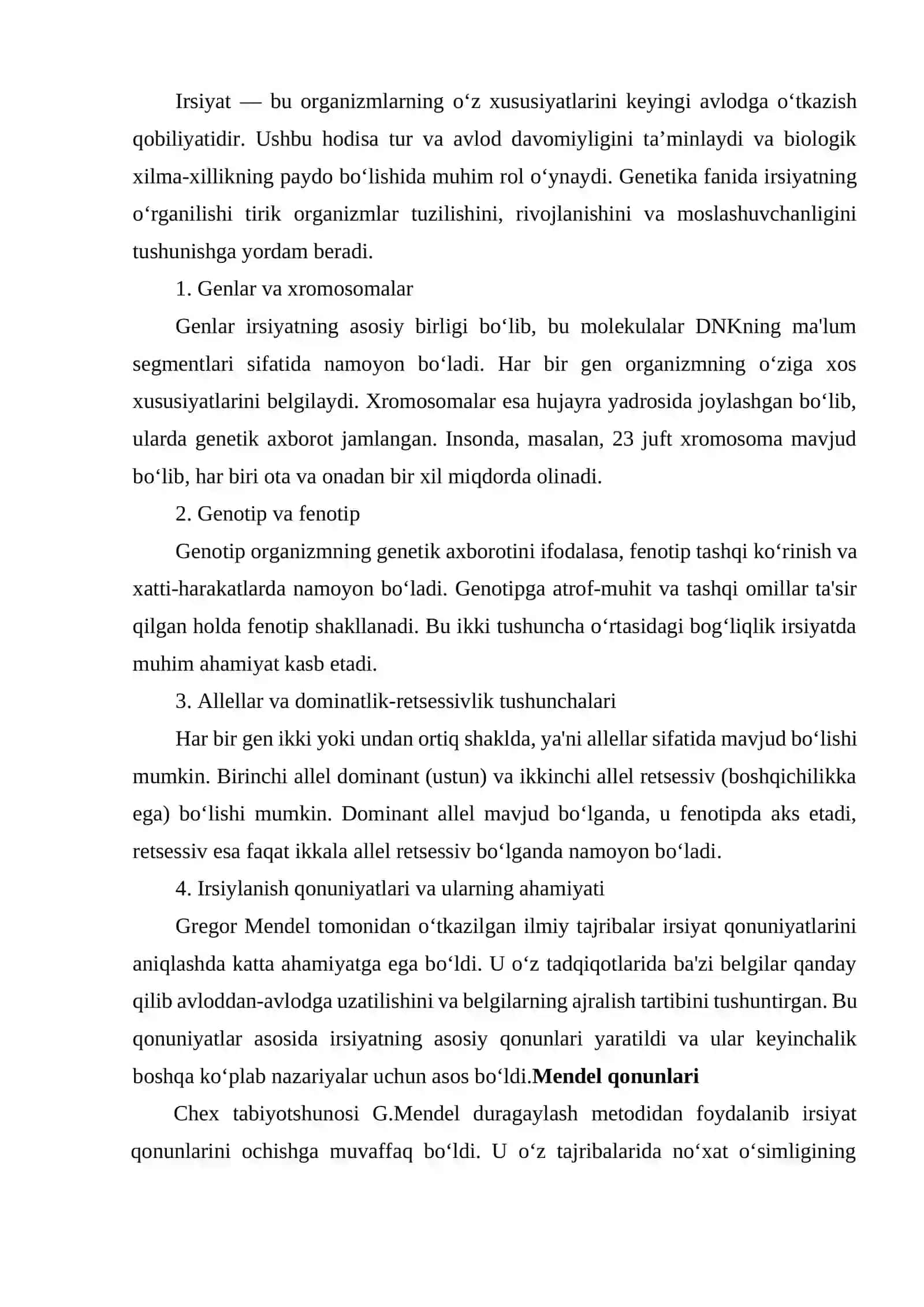 BELGILARNING IRSIYLANISH QONUNIYATI, IRSIYAT QONUNI 2