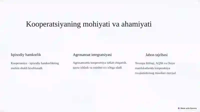 Agrosanoatda kooperatsiya munosabatlari 2