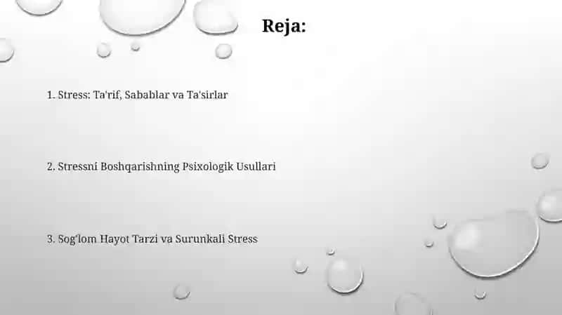 Stress va stressni bartataf etuvchi psixologik mashg‘ulotlar 2
