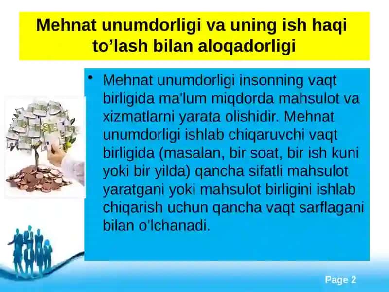 Mehnatunumdorligi- iqtisodiy o'sish omili sifatida 2