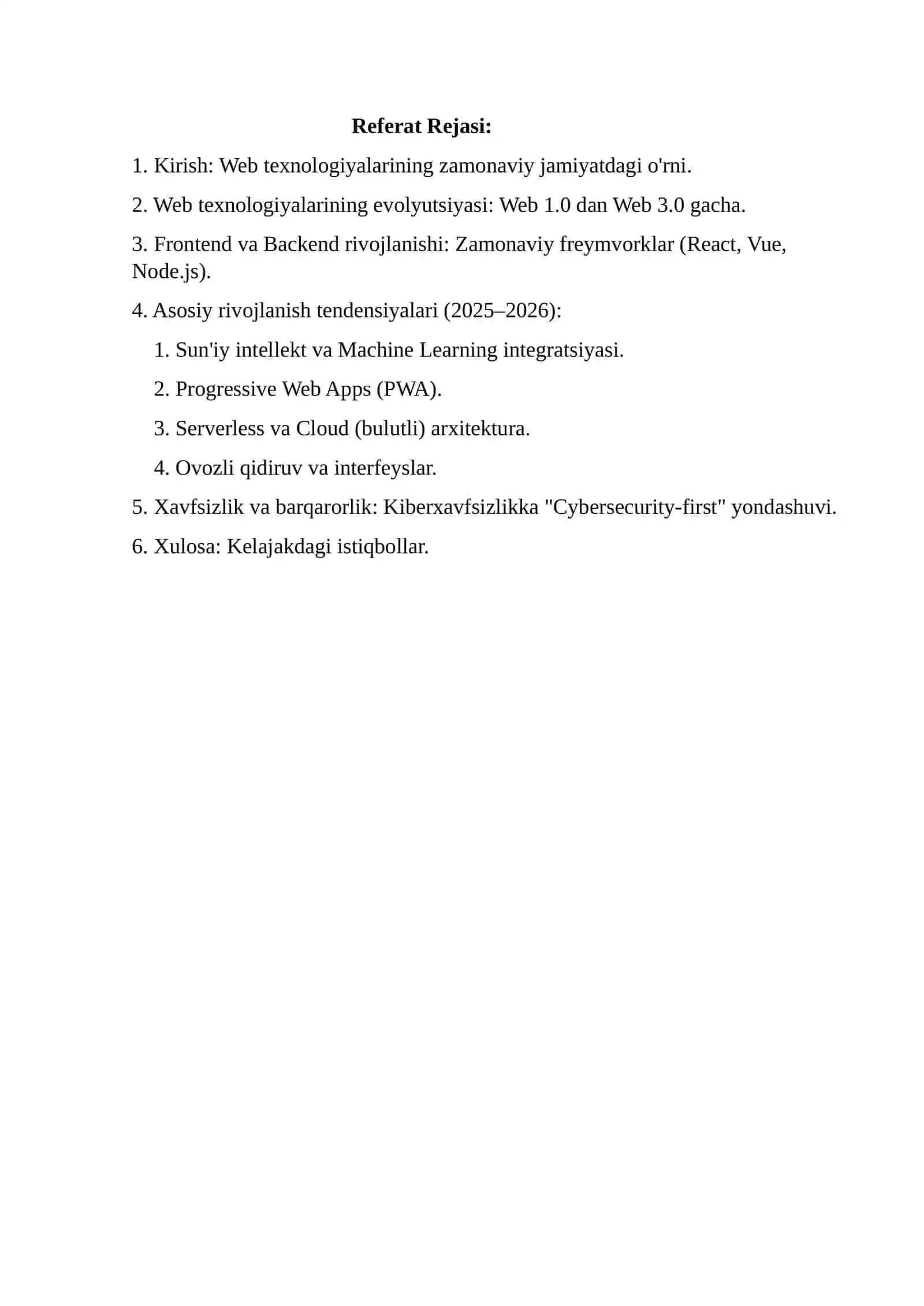 Web texnologiyalarning rivojlanish tendensiyalari 2