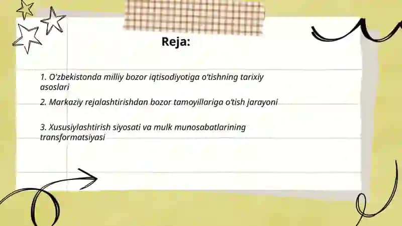 O'zbekistonda milliy bozor iqtisodiyoti shakllanishi va rivojlanishi 2